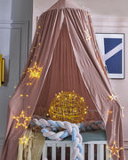 Surwin Moskitonetz Betthimmel Madchen Jungen Kinder Babybett, Rund Baldachin Mückennetz Einzelbett kinderzimmer Schlafzimmer Spiel für Reise Indoor Outdoor Dekoration - Dunkelpink