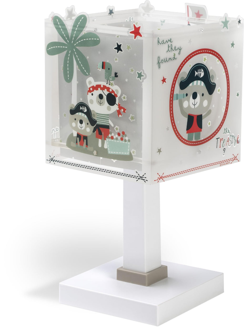 Dalber Kinder Tischlampe Nachttischlampe Piraten The Pirates Tiere, Grau, 14 x 14 x 29 cm