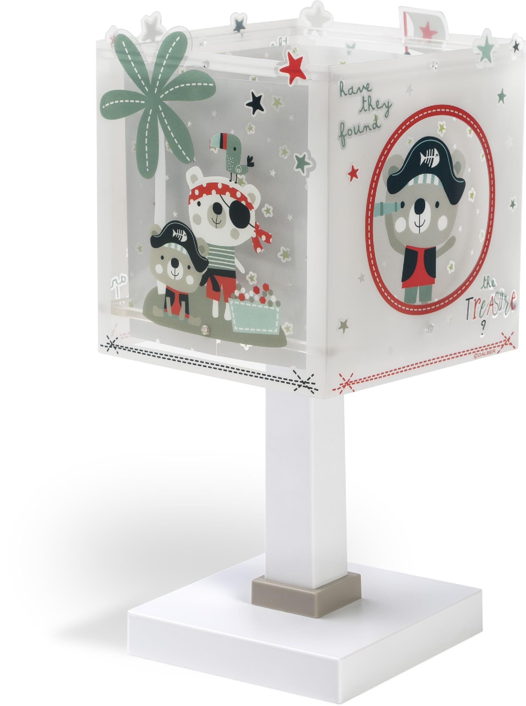 Dalber Kinder Tischlampe Nachttischlampe Piraten The Pirates Tiere, Grau, 14 x 14 x 29 cm