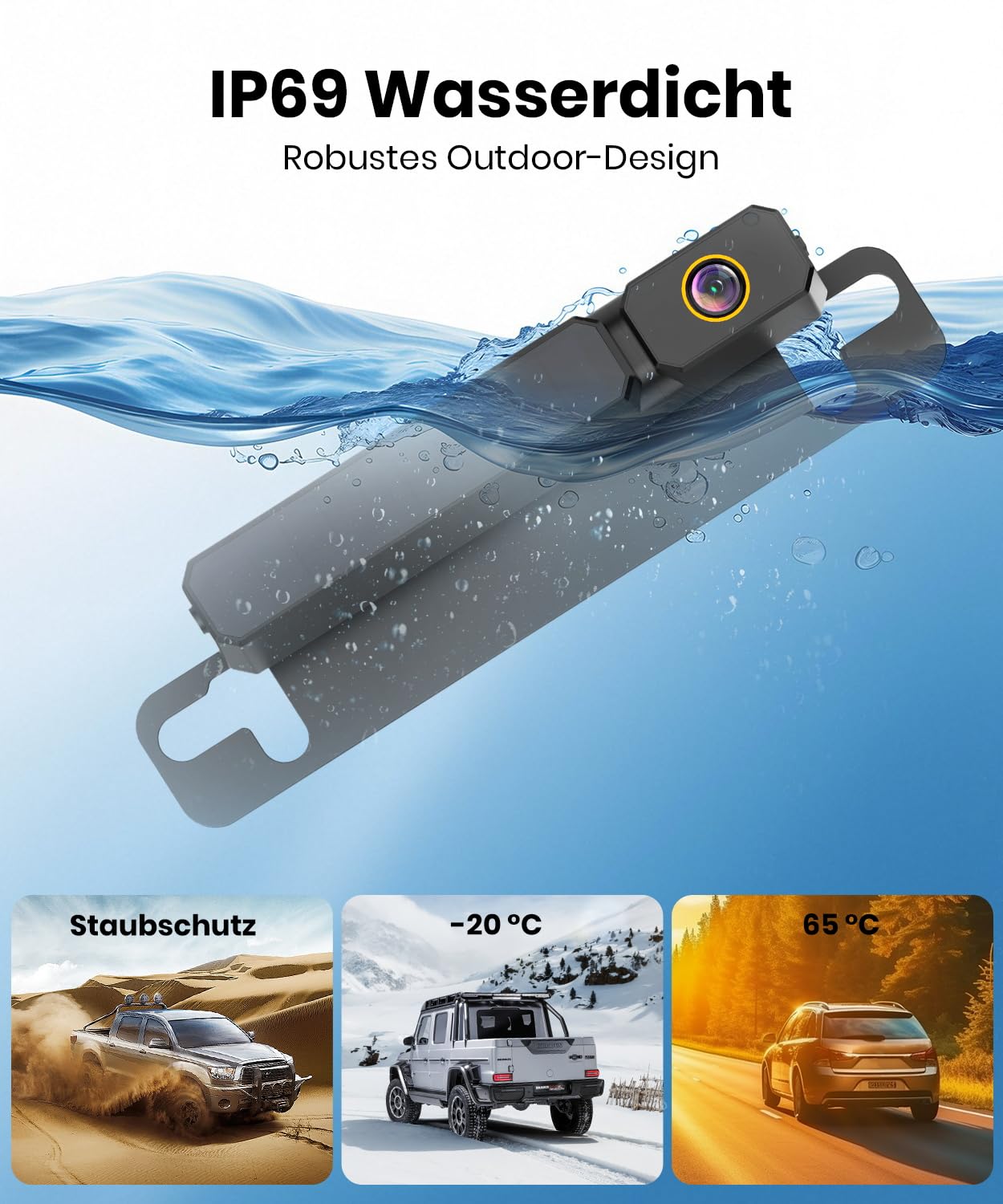 Foxpark Solar Rückfahrkamera Kabellos:Zwei-Minuten-Schnellinstallation & HD 1080P mit 5 Zoll Monitor, Leistungsstarke Nachtsicht, IP69K Auto Wasserdicht Rückfahrkamera Funk Set für Wohnmobil, LKW