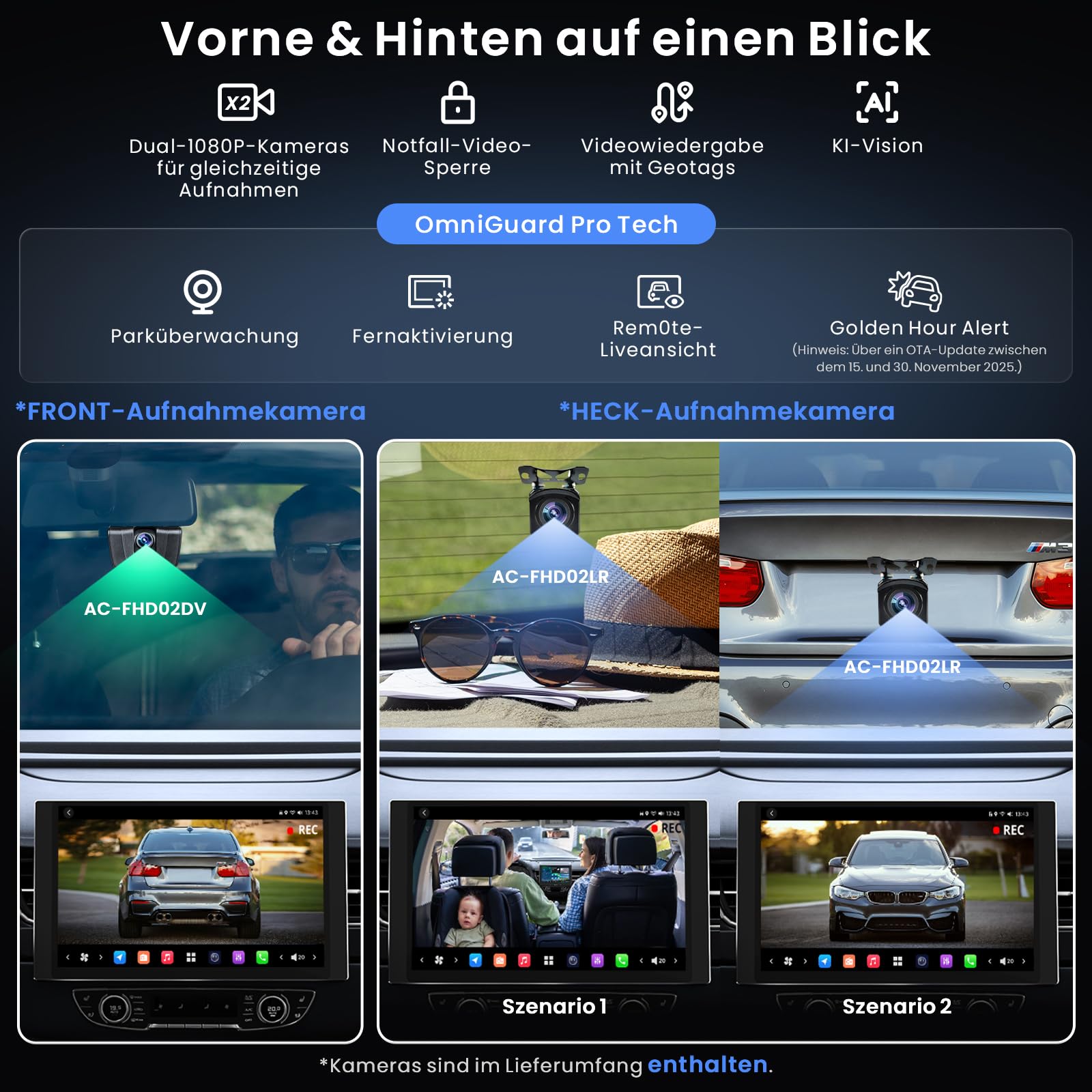 [12,5" QLED] ATOTOZONE AI Android Autoradio mit 1 DIN & Doppel DIN, 8G+128G, Flexview-Display, 7.1.2 CH Audio, 4G LTE,Wireless CarPlay&Android Auto,36B-EQ, Dualband-WLAN, mit 2 Dashcams,X10G125E-R3