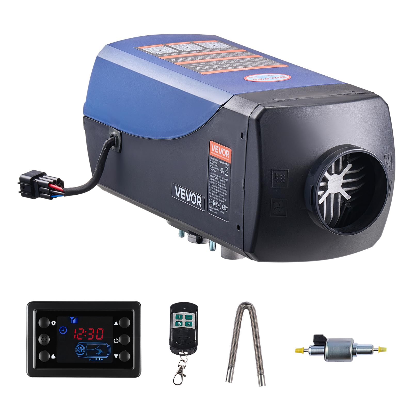 VEVOR Dieselheizung Lufterhitzer 8 kW DC 12 V/24 V tragbare Standheizung mit Fernbedienung & LCD-Bildschirm, geringe Geräuschentwicklung, 10 L Kraftstofftank für LKW Wohnmobile