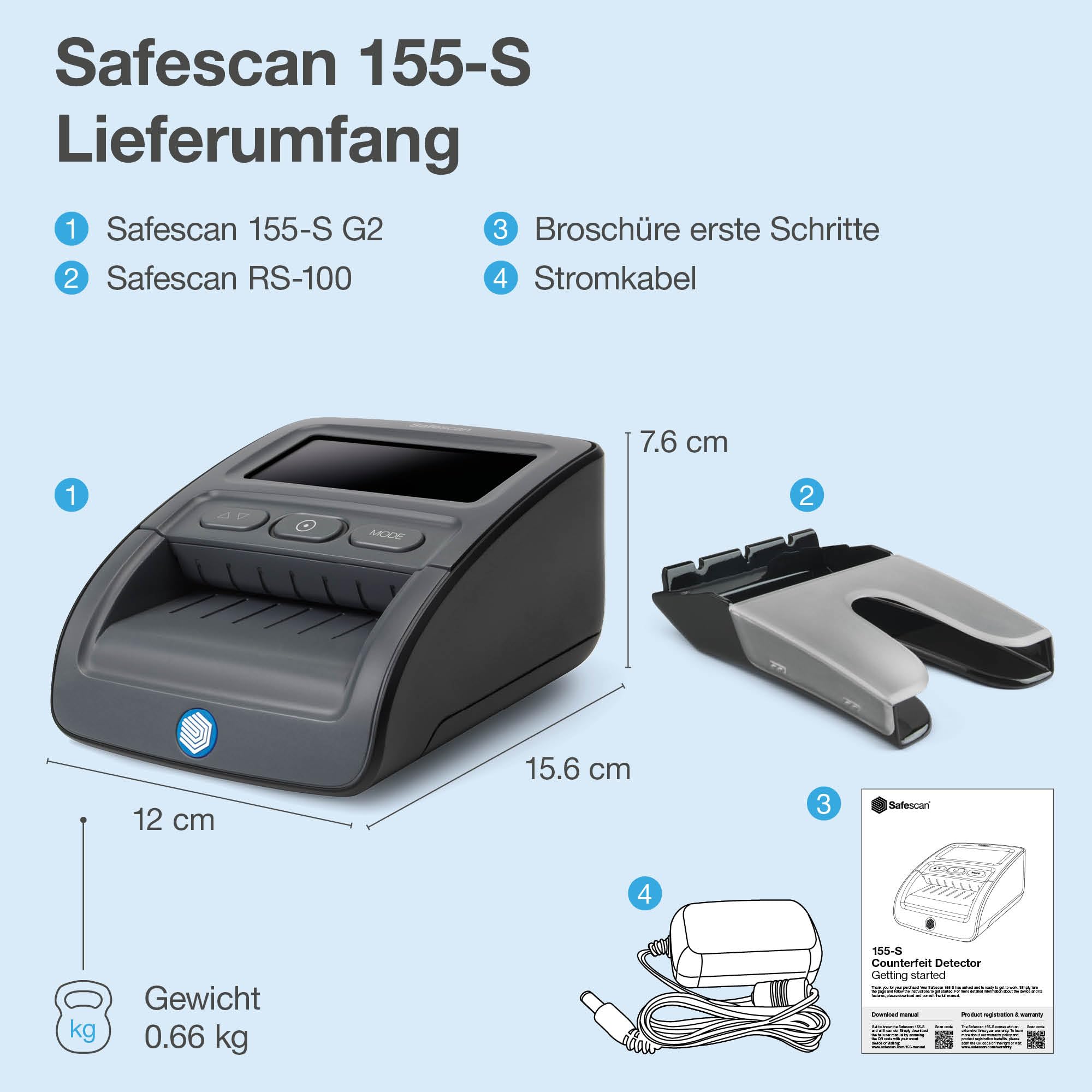 Safescan RS-100 Banknotenstapler, sammelt geprüfte Banknoten von Geldscheinprüfern - abnehmbarer Stapler der einfach auf das Falschgeldprüfgerät Safescan 155-S G2 aufgesteckt wird