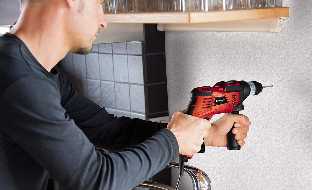 Einhell Schlagbohrmaschine TC-ID 550 E (550 W, Drehzahlregelelektronik, Drehzahlvorwahl, Rechts-/Linkslauf, Metall-Tiefenanschlag, Zusatzhandgriff)