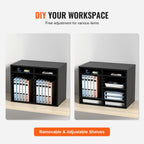 VEVOR Briefablage Schreibtisch Organizer 520 x 305 x 410 mm, 2,3–5,6 cm Einstellbar A4 Stapelbar Quer, Papierablage, Aufbewahrung Schreibtisch Ablagesystem Organisation, Ablage (Schwarz, 2 x 6 Fächer)