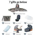 MoLi Kinderwagen 3 in 1, Kinderwagen mit Umkehrbarem Doppelschiebemodus, Buggy mit Großer Bequemer Babywanne, Kombikinderwagen 3 in 1 Rahmen Aluminiumlegierung Faltbar Hohe Landschaft (225 Khaki)
