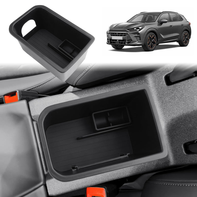 GAFAT Kompatibel mit Neu Cupra Terramar 2025 2026 Mittelkonsole Aufbewahrungsbox, Armlehne Organizer Ablagen für Terramar VZ 2.0/1.5 Hybird VZ, mit Silikon-Münzbox und Gummimatte