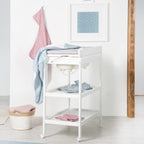 roba Bade Wickel Kombination + Wickelauflage Style grau - Mobiler Kombi Wickeltisch mit integrierter Badewanne - mit schwenkbarer Wickelfläche - Holz weiß