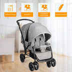GOPLUS Geschwisterwagen Zwillingswagen, Kinderbuggy Klappbar, Buggy Zwilinge, Kinderwagen Babybuggy, Babywagen Grau, für Babys ab 6 Monate (Grau)
