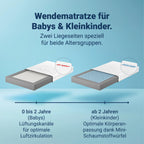 Betten-ABC - Junior Duo - Wendematratze für Babys & Kleinkinder - 70x140 cm - mit Rundum-Trittkante & 2 Seiten - Oeko-TEX-Zertifiziert - Abnehmbarer & waschbarer Aloe Vera-Bezug - Lieferung per Paket