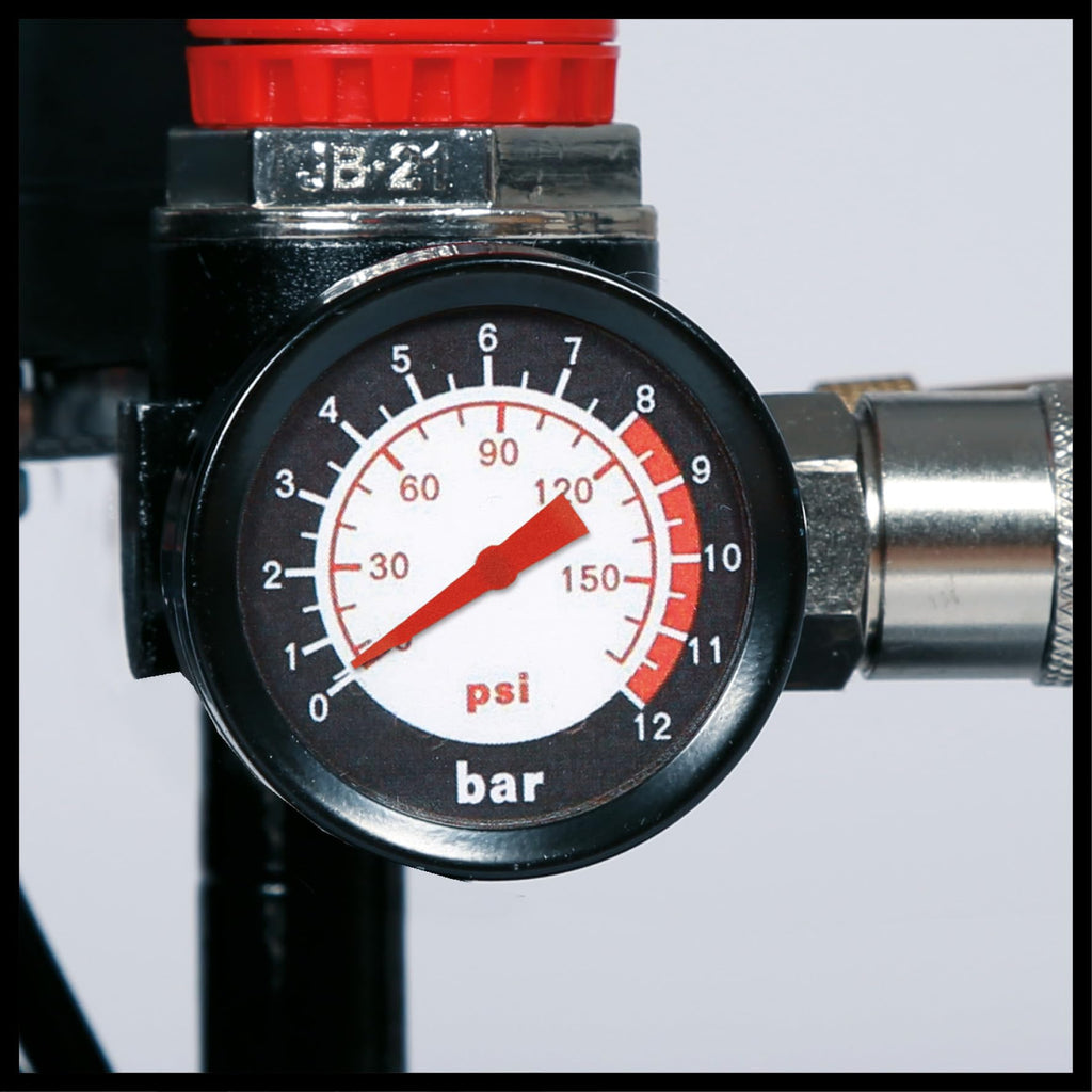 Einhell Kompressor TE-AC 110/6 Silent Plus (550 W., max. 8 bar, 6 l-Tank, 110 l/min Ansaugleistung, Motordrehzahl 1450 min^-1, Manometer, Schnellkupplung, ölfrei)