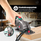 HYCHIKA Mini Kreissäge, Handkreissäge mit 3 Sägeblättern, Skalenlineal, 500W Motor aus reinem Kupfer, 4500RPM, Ideal für Holz-, Weichmetall-, Fliesen- und Kunststoffschnitte