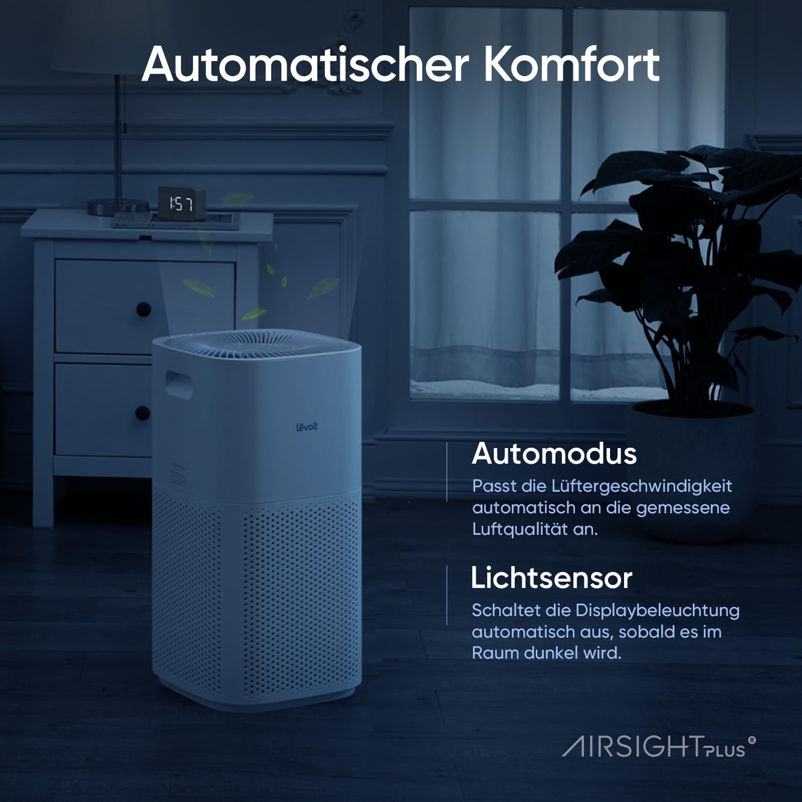 LEVOIT HEPA Luftreiniger für Raucherzimmer Allergiker, CADR 697m³/h bis 147㎡ Wohnung, PM2,5 Luftqualitätsanzeige & Automodus, Luftfilter gegen 99,97% von Schimmel Pollen Staub, App Alexa Steuerung