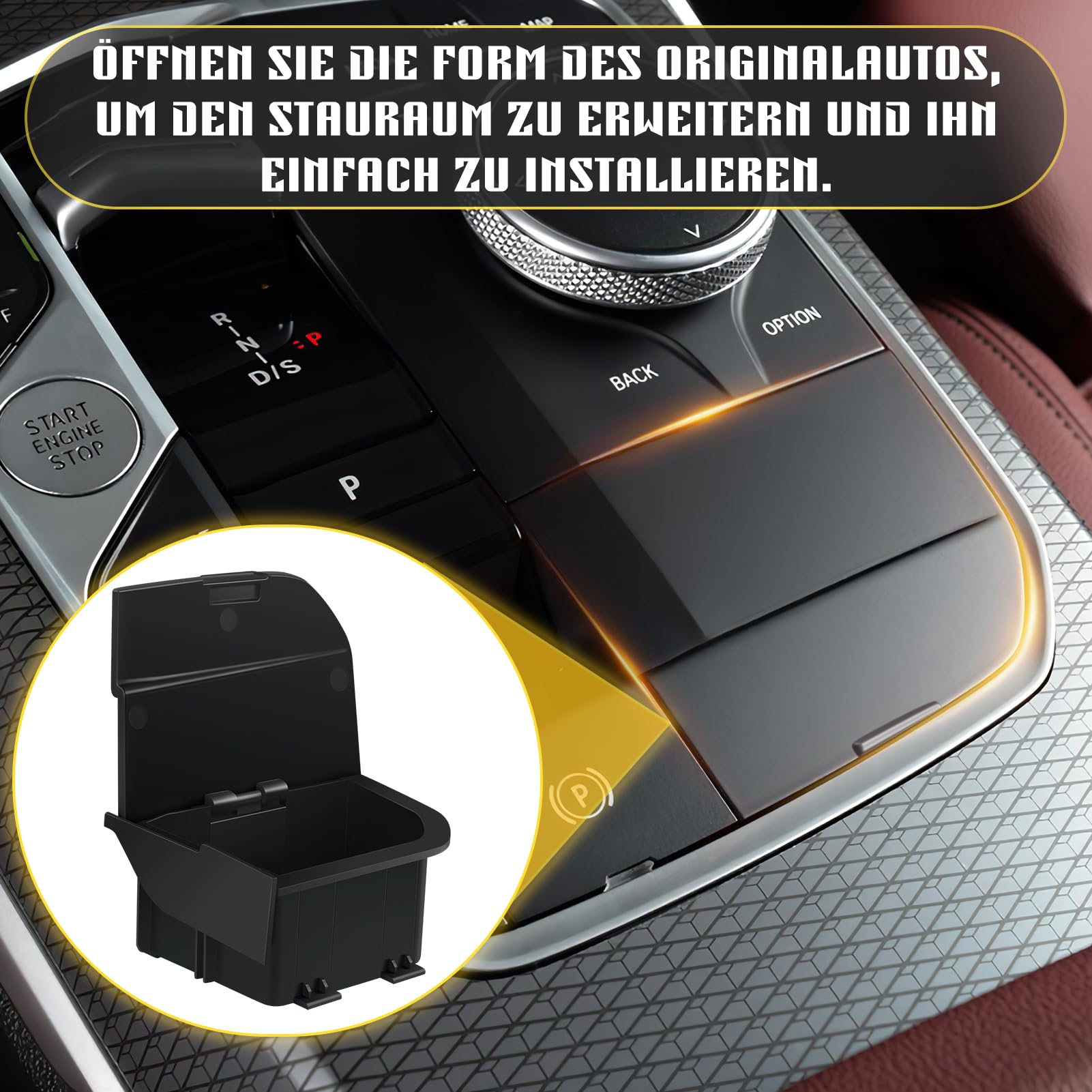 Pinyenr Auto-Schalthebel-Aufbewahrungsbox Für BMW 1 3 4 Serie X3 X4 X5 X6 X7 F40 F44 G20 G21 G01 Mittelkonsole Aufbewahrungsbo Mittelkonsole Armlehnen Box Organizer