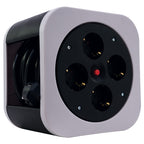 REV Kabeltrommel, Innenbereich, 4 Schutzkontaktsteckdosen, 10m, grau