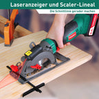 HYCHIKA Handkreissäge 18V, Kreissäge mit 4,0Ah Akku 3500U mit 3 Sägeblättern (115 & 125mm), Laserführung & führungsschiene, Max Schnitttiefe 48mm(90°)/32mm(45°), Mini Kreissäge für Holz, Weichmetall