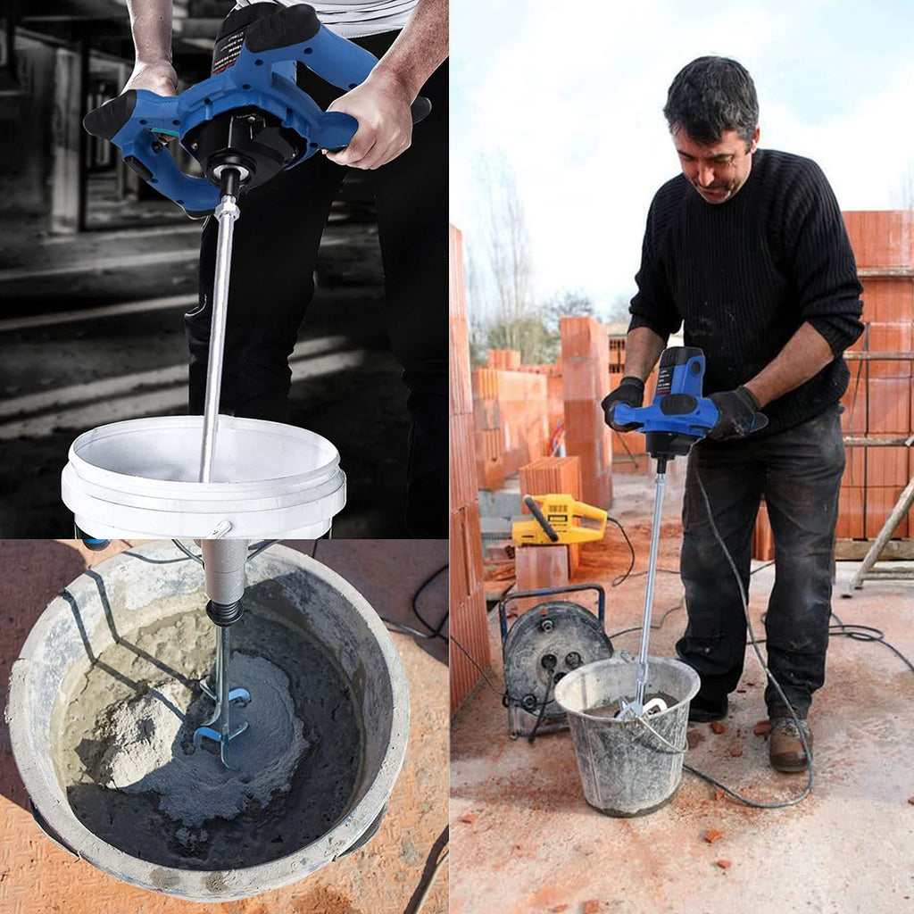 Rührwerk mit starken 2600 Watt – Farb-Mörtelrührer Betonrührer – robustes 6-Gang-Metallgetriebe – Mit großem Rührquirl Ø 120mm und ergonomischem Griff - Rührwerk Handrührwerk
