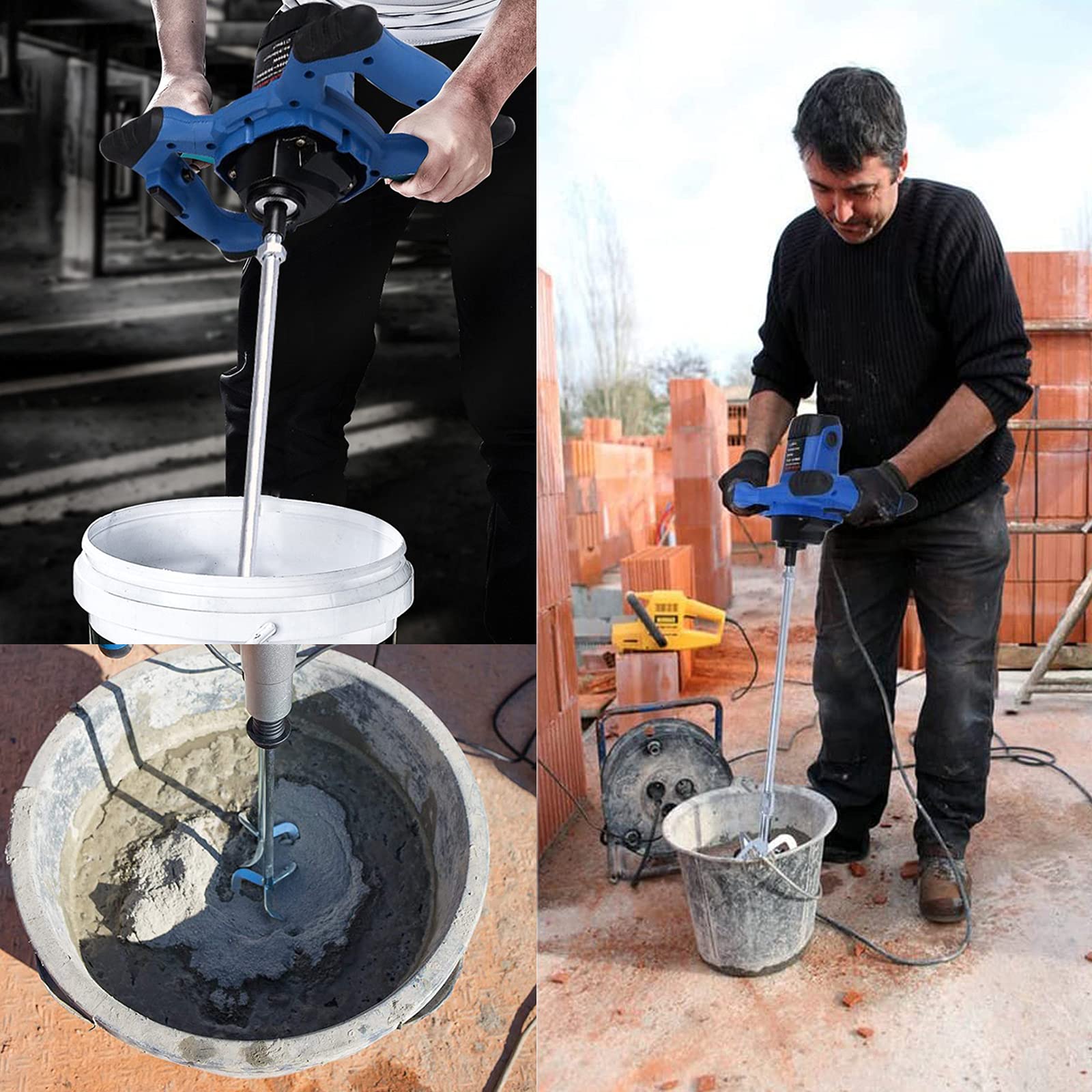Rührwerk mit starken 2600 Watt – Farb-Mörtelrührer Betonrührer – robustes 6-Gang-Metallgetriebe – Mit großem Rührquirl Ø 120mm und ergonomischem Griff - Rührwerk Handrührwerk