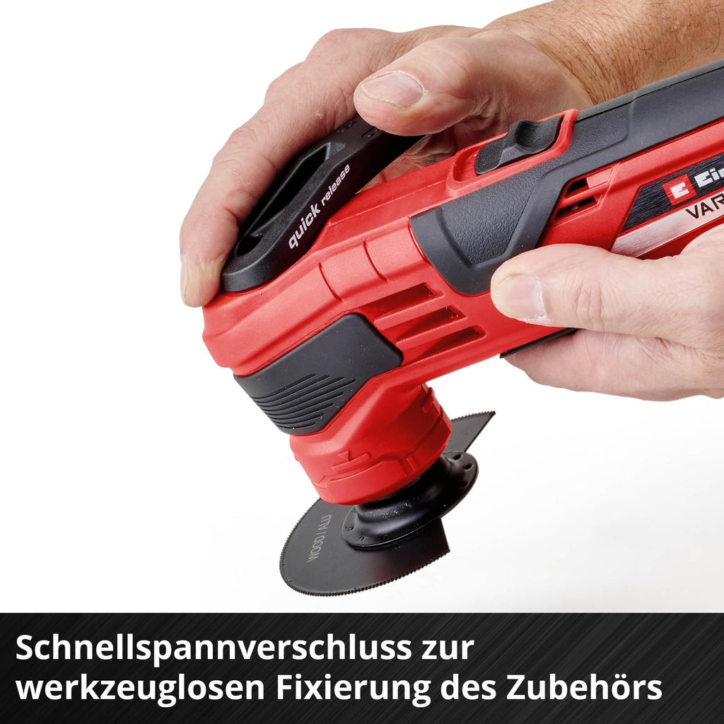 Einhell Akku Multifunktionswerkzeug Varrito Power X-Change (18 V, 22.000 Bis 40.000 Min-1, Drehzahl-Elektronik, Schnellspannverschluss, Magnetische Werkzeugaufnahme), Ohne Akku, Ladegerät und Koffer