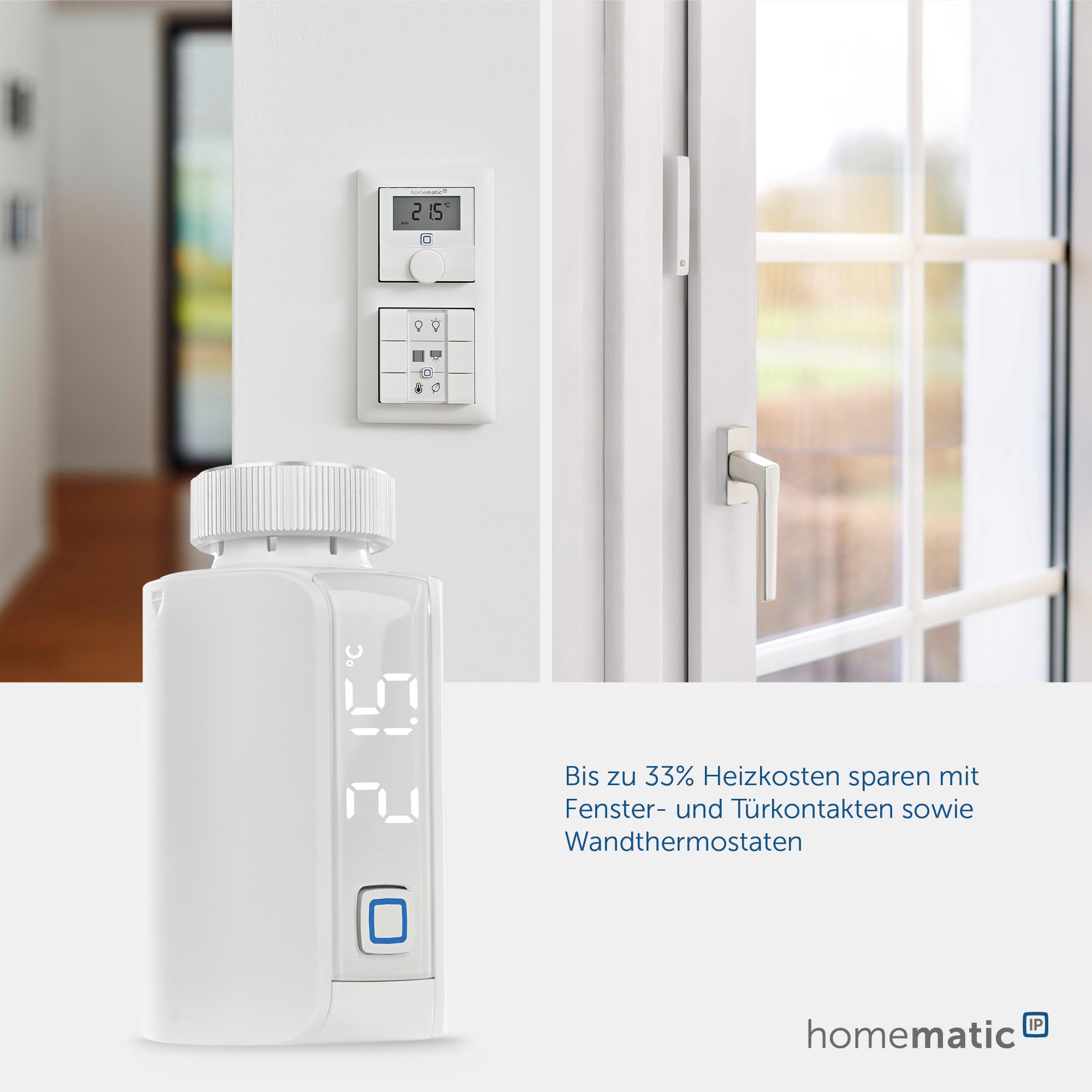 Homematic IP Smart Home Heizkörperthermostat – Evo, digitaler Thermostat Heizung, Heizungsthermostat, Steuerung per App, Alexa & Google Assistant, einfache Installation, Energie sparen, 155105A0