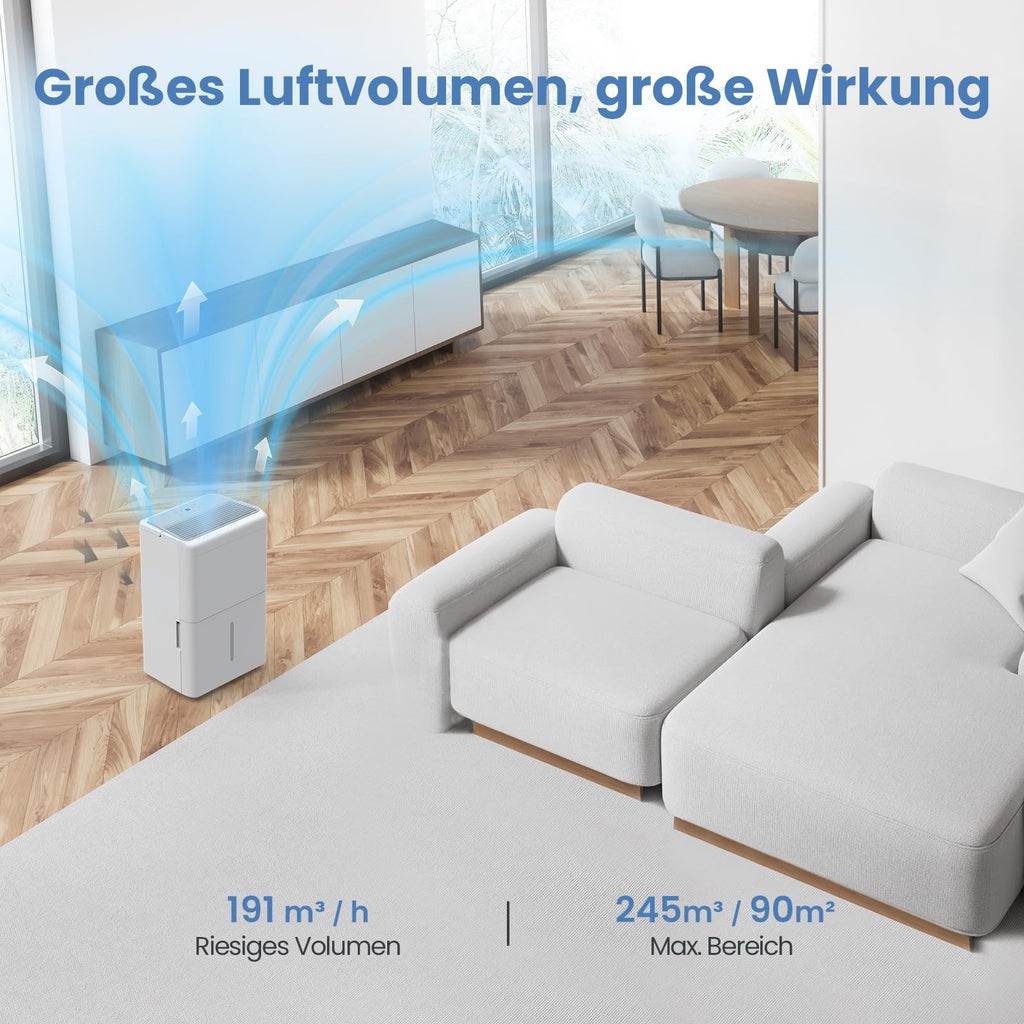 Newentor Luftentfeuchter elektrisch 30L, Entfeuchter elektrisch keller, Raumentfeuchter elektrisch, Dehumidifiers for home für 245m³/90m², mit Timer, Filter, Ablaufschlauch, 10 J. Gar.