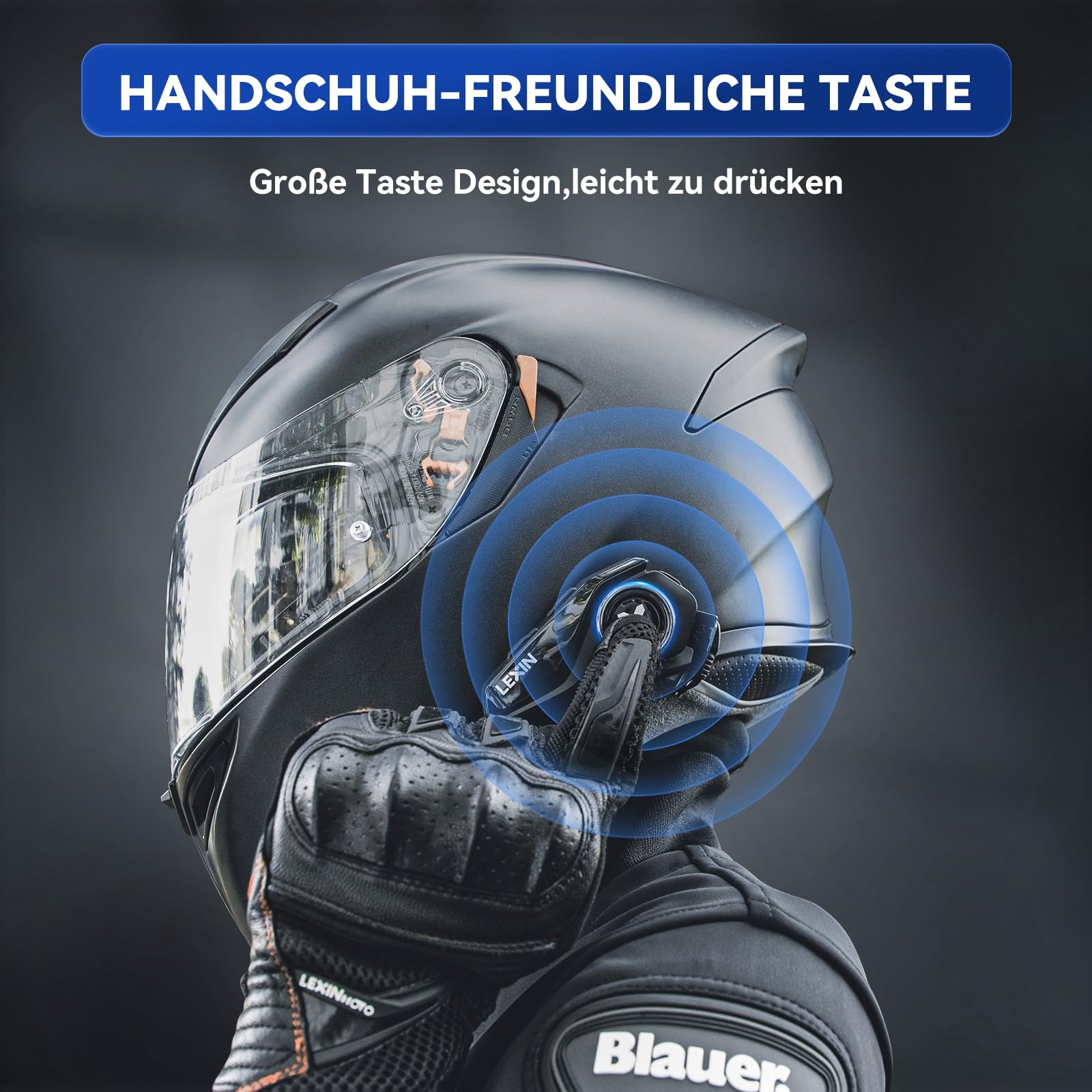 LEXIN G2P Motorrad Bluetooth Headset, Helm Kommunikationssystem für 2 bis zu 6 Personen in Reichweite von 1000m, IP67 Wasserdicht Freisprecheinrichtung mit FM Radio, Doppelpack