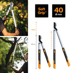 Fiskars SmartFit Bypass-Teleskop-Astschere für frisches Holz, Antihaftbeschichtet, Gehärteter Präzisionsstahl, Grifflänge: 66 bis 90 cm, Schwarz/Orange, L86, 1013564