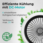 Noaton® Polaris 11045B Deckenventilator mit Beleuchtung, Schwarz, LED Dimmbar, 3 Farbtemperaturen, Fernbedienung, Timer, Luftdurchsatz bis zu 60 m3/min, für Wohnzimmer Schlafzimmer, Durchmesser 45cm