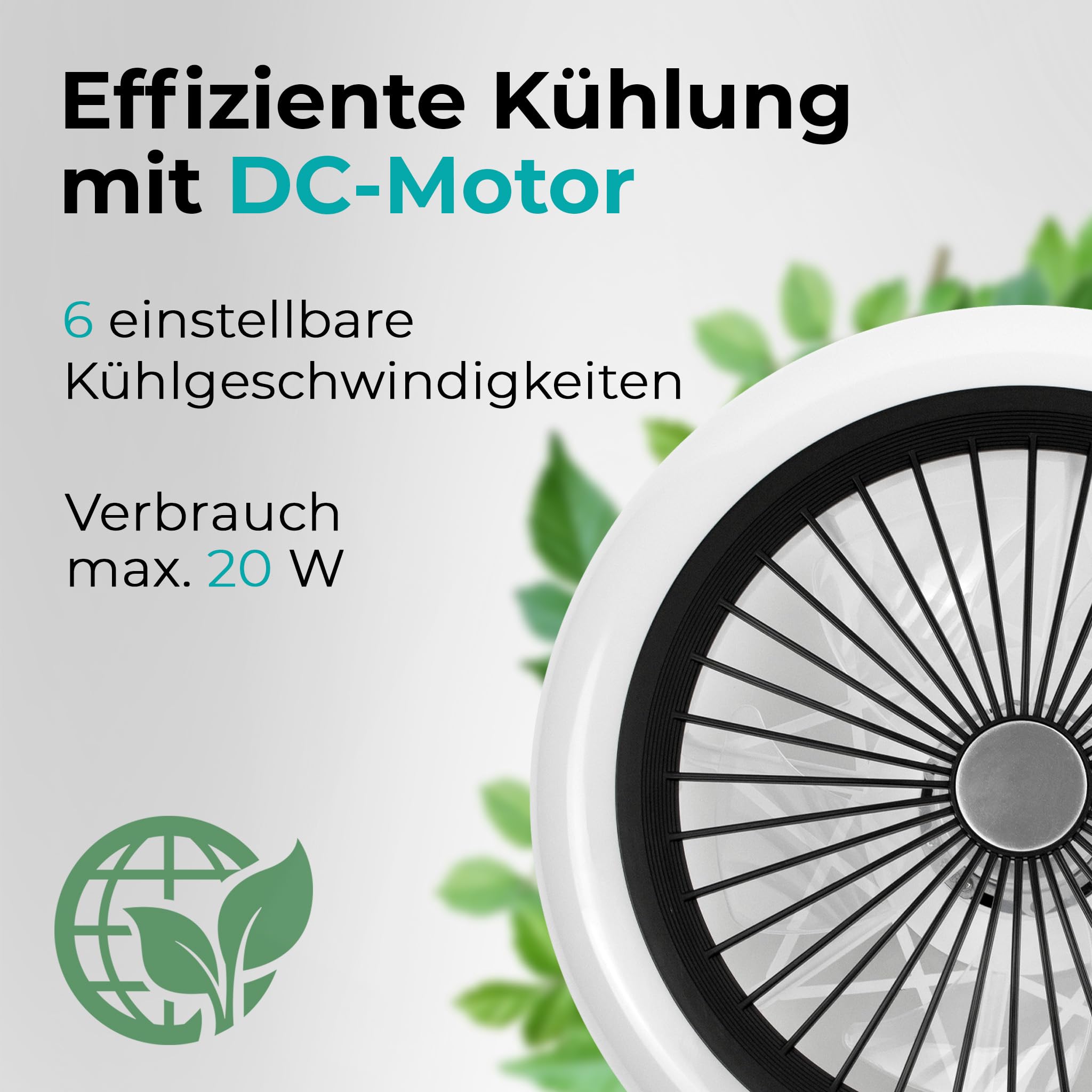 Noaton® Polaris 11045B Deckenventilator mit Beleuchtung, Schwarz, LED Dimmbar, 3 Farbtemperaturen, Fernbedienung, Timer, Luftdurchsatz bis zu 60 m3/min, für Wohnzimmer Schlafzimmer, Durchmesser 45cm