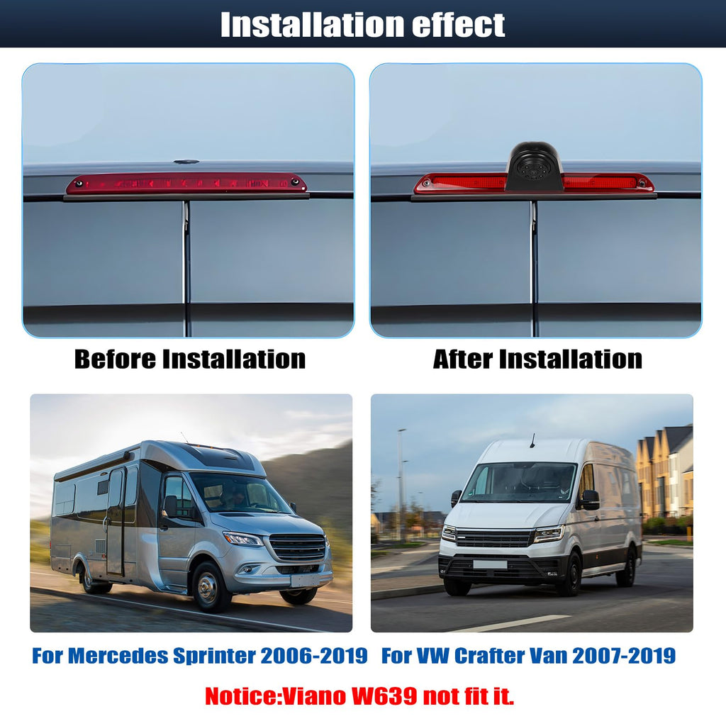 720P HD Rückfahrkamera für Mercedes Sprinter 2006-2019 & VW Crafter 2007-2019, 140° Weitwinkel, IP67 wasserdicht, Nachtsicht mit Infrarotlichtern