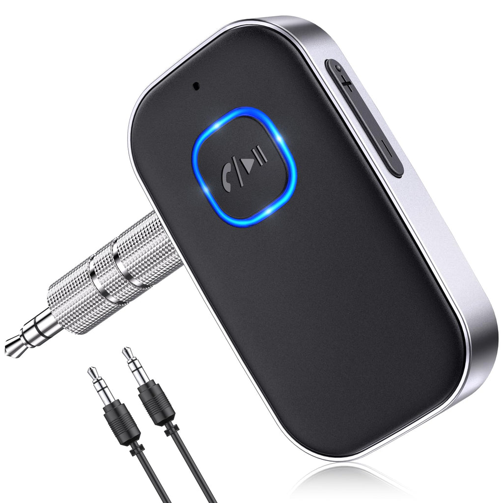 Glangeh Bluetooth 5.3 Adapter Auto, Upgraded Lärmminderung 3,5mm Aux Bluetooth Adapter, 16H Standby Empfänger Receiver Klinke für Auto Audio System, Kopfhörer, Speaker, Stereo-Endstufen