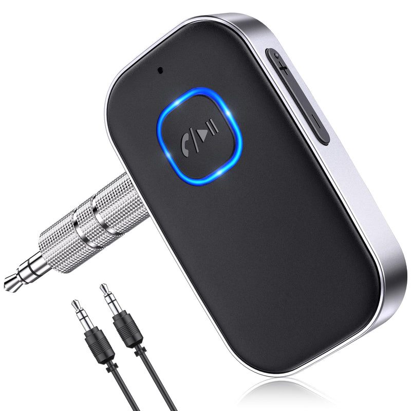 Glangeh Bluetooth 5.3 Adapter Auto, Upgraded Lärmminderung 3,5mm Aux Bluetooth Adapter, 16H Standby Empfänger Receiver Klinke für Auto Audio System, Kopfhörer, Speaker, Stereo-Endstufen