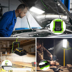 SYLSTAR Akku Baustrahler für 18-20V Akkus, 30W 3000LM Arbeitsleuchte LED Akku Lampe Kompatibel mit BOSCH Professional, Makita, DEWALT, Black&Decker, PorterCable, STANLEY und Milwaukee(nur Licht)