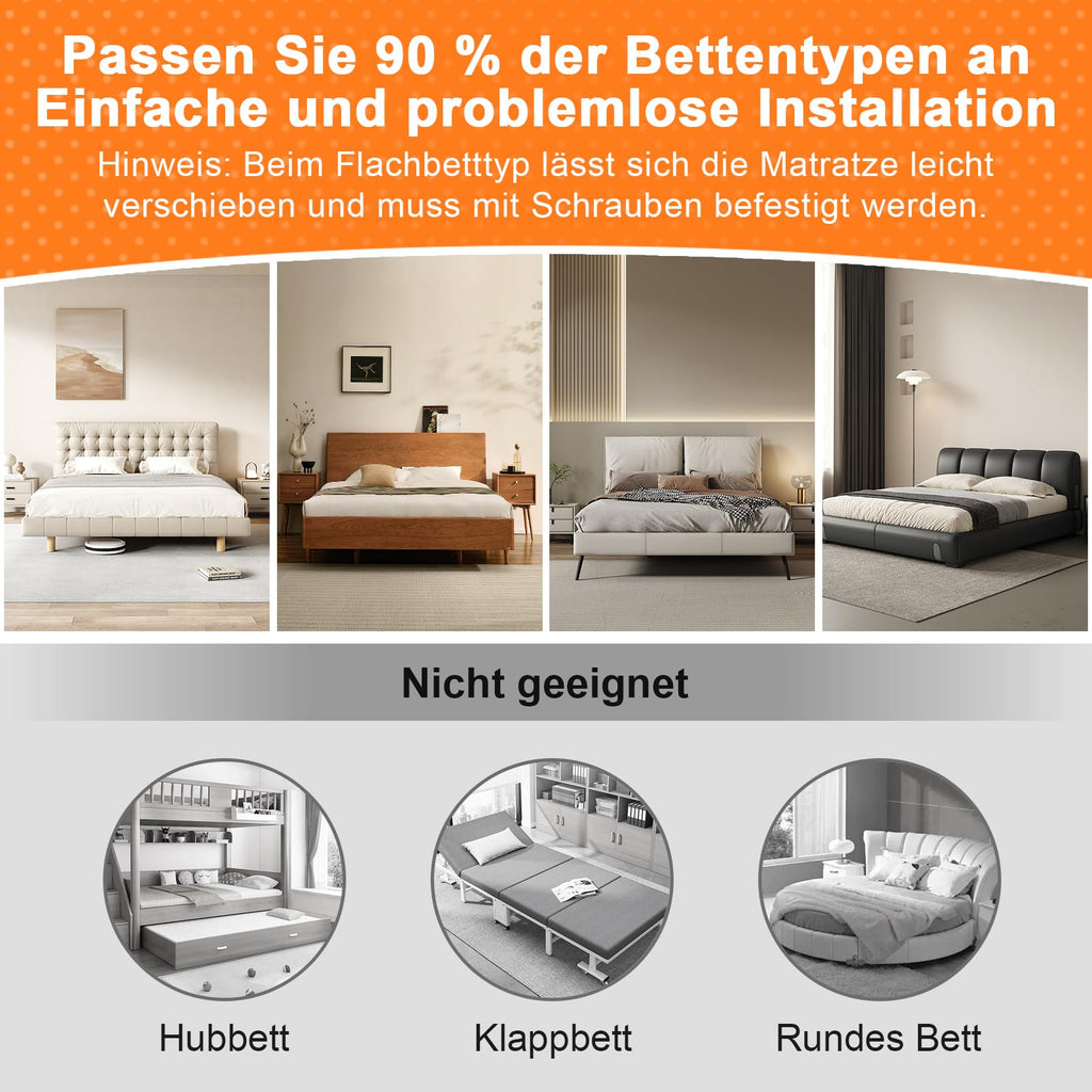 Eyeleaf Rausfallschutz für Kinder - Bettgitter grau 2M Neues Muster Rausfallschutz Bett Gitter Rausfallschutz Schutzgitter für Kinderbetten bettgitter rausfallschutz-Deutscher Aufbauanleitung