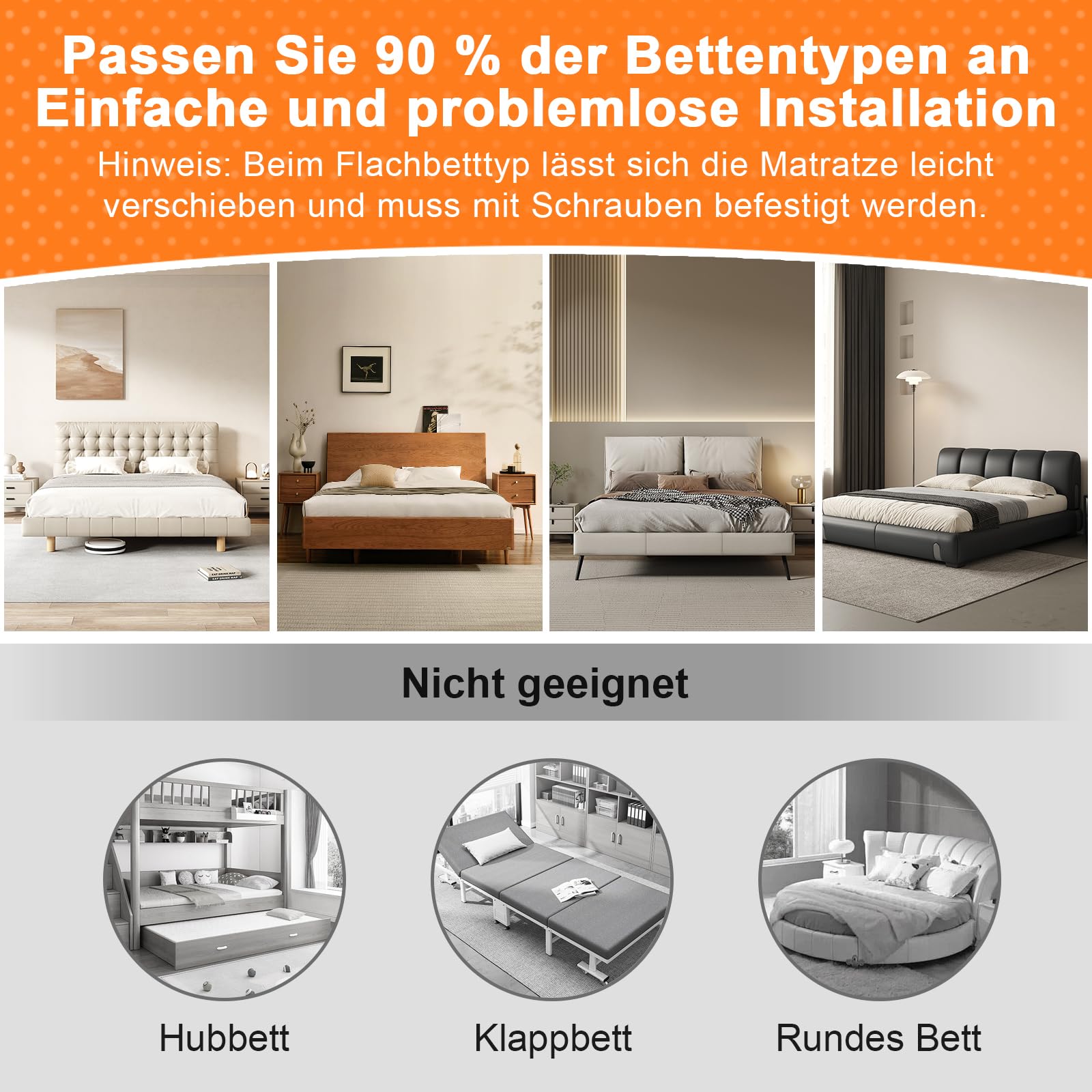 Eyeleaf Rausfallschutz für Kinder - Bettgitter grau 2M Neues Muster Rausfallschutz Bett Gitter Rausfallschutz Schutzgitter für Kinderbetten bettgitter rausfallschutz-Deutscher Aufbauanleitung