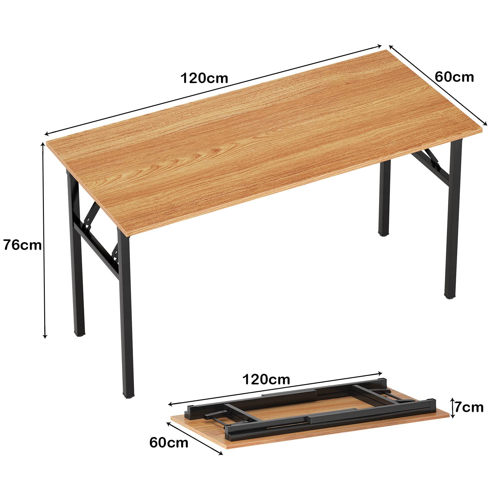 SogesHome Klapptisch Computertisch 120 x 60 x 75 cm PC Tisch Schreibtisch Bürotisch Büroarbeitsplatz für Home Office Verwendung Schreibtisch Esstisch Konferenztisch
