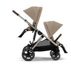 CYBEX Gold Kinderwagen GAZELLE S, Ab Geburt bis ca. 4 Jahre, Max. 22 kg (Single-Modus) / 2x 22 kg (Duo-Modus), All-in-1-System mit 20+ Konfigurationen, Almond Beige