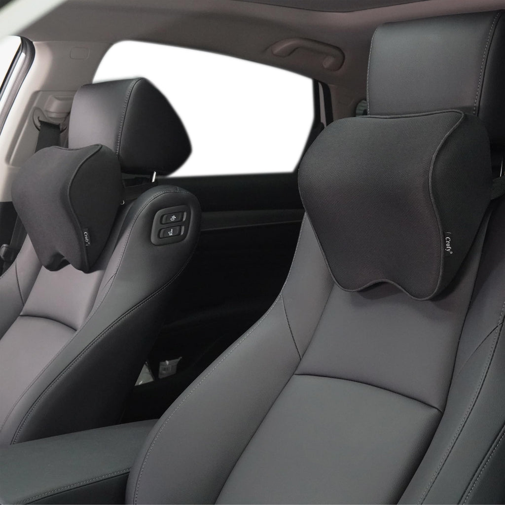 2-Pack Auto Nackenkissen, Weichheit Auto Kopfstütze Kissen zum Fahren mit verstellbarem Riemen, 100% Memory Foam und atmungsaktiver Abnehmbarer Abdeckung, 12 cm Dick