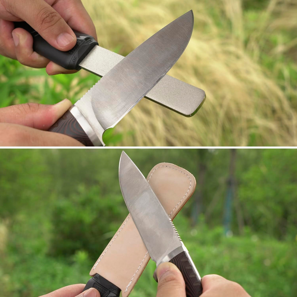 SHARPAL 127N Dual-Grit Diamant-Schleifstein mit Lederstreifen, Werkzeugschärfer zum Schärfen von Messer, Axt, Rasenmähermesser, Gartenschere und allen Klingenkanten, Grobe/Extrafeine 325/1200 Körnung
