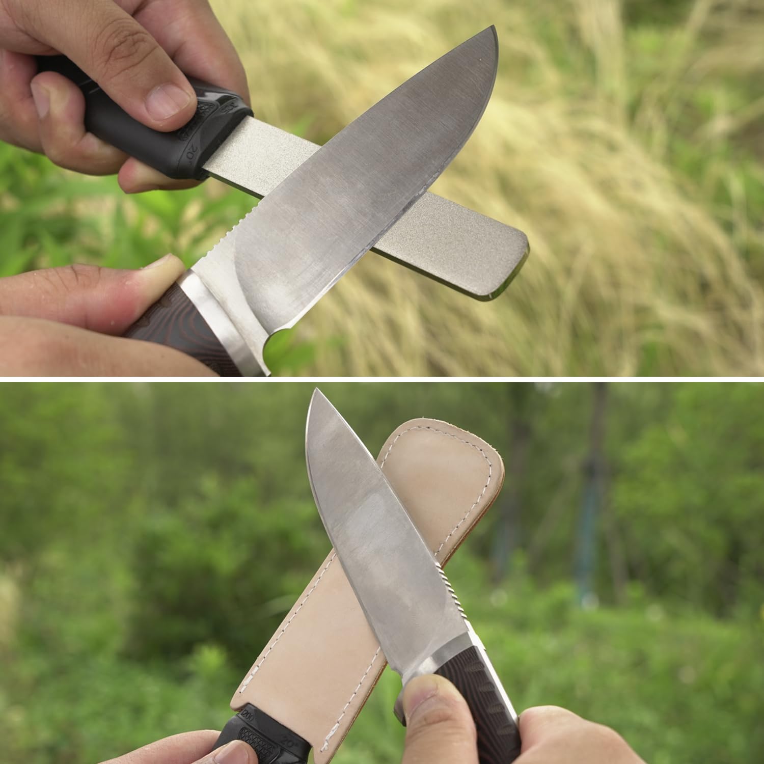 SHARPAL 127N Dual-Grit Diamant-Schleifstein mit Lederstreifen, Werkzeugschärfer zum Schärfen von Messer, Axt, Rasenmähermesser, Gartenschere und allen Klingenkanten, Grobe/Extrafeine 325/1200 Körnung