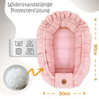 Babynest babynestchen neugeborene mit tragegriff 90 x 50 cm baby nestchen tragbar nest für bett kinder kuschelnest coccon für Jungen und Mädchen Schmutziges Rosa