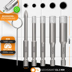 HARDTWERK Turbo Diamantbohrer 6-tlg. Fliesenbohrer Set [6, 8, 10, 12mm] mit 6mm Karbid-Anbohrer (inkl. Reinigungspin) Diamantbohrer für harte Fliesen Keramik, Feinsteinzeug, Marmor und Granit