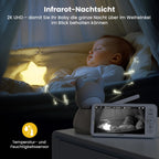 ieGeek 2K-Babyphone mit Kamera und Nachtsicht, 5-Zoll-WLAN-Video-Babyfon, Gegensprechfunktion, Schrei-/Bewegungserkennung, Temperaturerkennung, PTZ, Mobile App