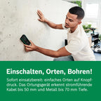 Bosch Ortungsgerät Truvo der 2. Generation (einfache Ein-Knopf-Bedienung, einfaches Orten von stromführenden Kabeln und Metallobjekten, Wandscanner bis 70mm, im E-Commerce Karton)