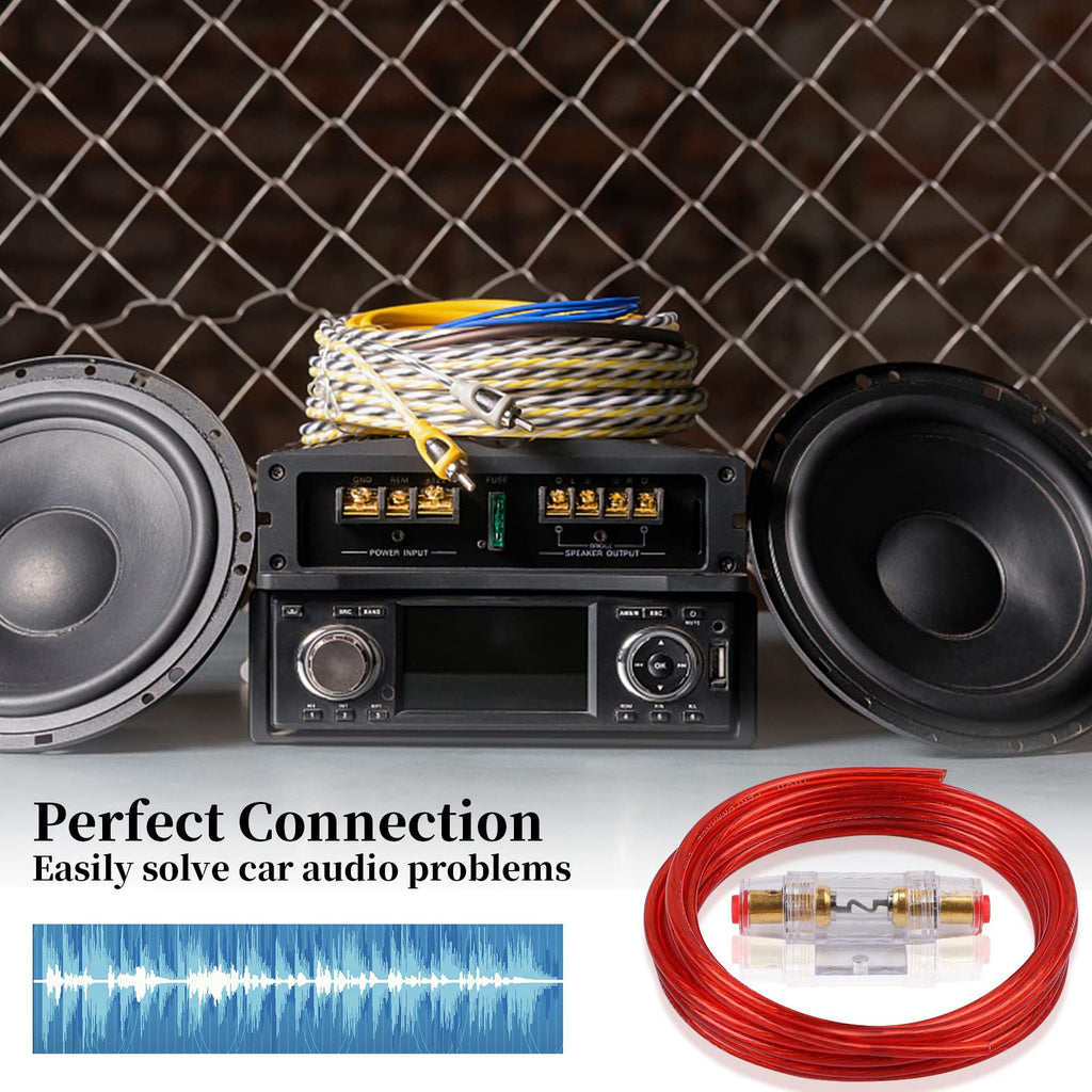 Verstärker Kabelsatz, Anschluss-Set Auto Verstärker Kabel Set, Subwoofer Kabel Set Endstufe Kabel, Car Audio Wire, 800W (10-Gauge Leitung, 4,5 Meter)