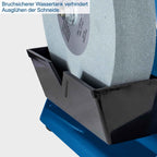 Scheppach Nass-Schleifsystem TIGER2500 mit Stahlgehäuse Nass-Schleifmaschine Nassschleifer | 200W Leistung | Schleifstein aus Edelkorund mit Ø250mm | inkl. Abziehpaste, Winkellehre, Schleifvorrichtung