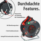 Brennenstuhl Garant V2 IP44 Kabeltrommel 50m outdoor (Made in Germany, 3 Schutzkontakt-Steckdosen, Spezialkunststoff)