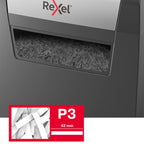 Rexel Aktenvernichter Momentum X308, Partikelschnitt, 9-8 Blatt A4 (70-80 g/m²) Kapazität, Sicherheitsstufe P3, 15L Abfallbehälter, Schredder, schwarz, 2104570EU