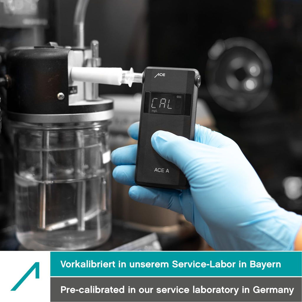 ACE A Alkotester - digitaler Alkohol-/Promilletester - Alkoholtester mit elektrochemischem Sensor und 1-Knopf-Bedienung, Schwarz