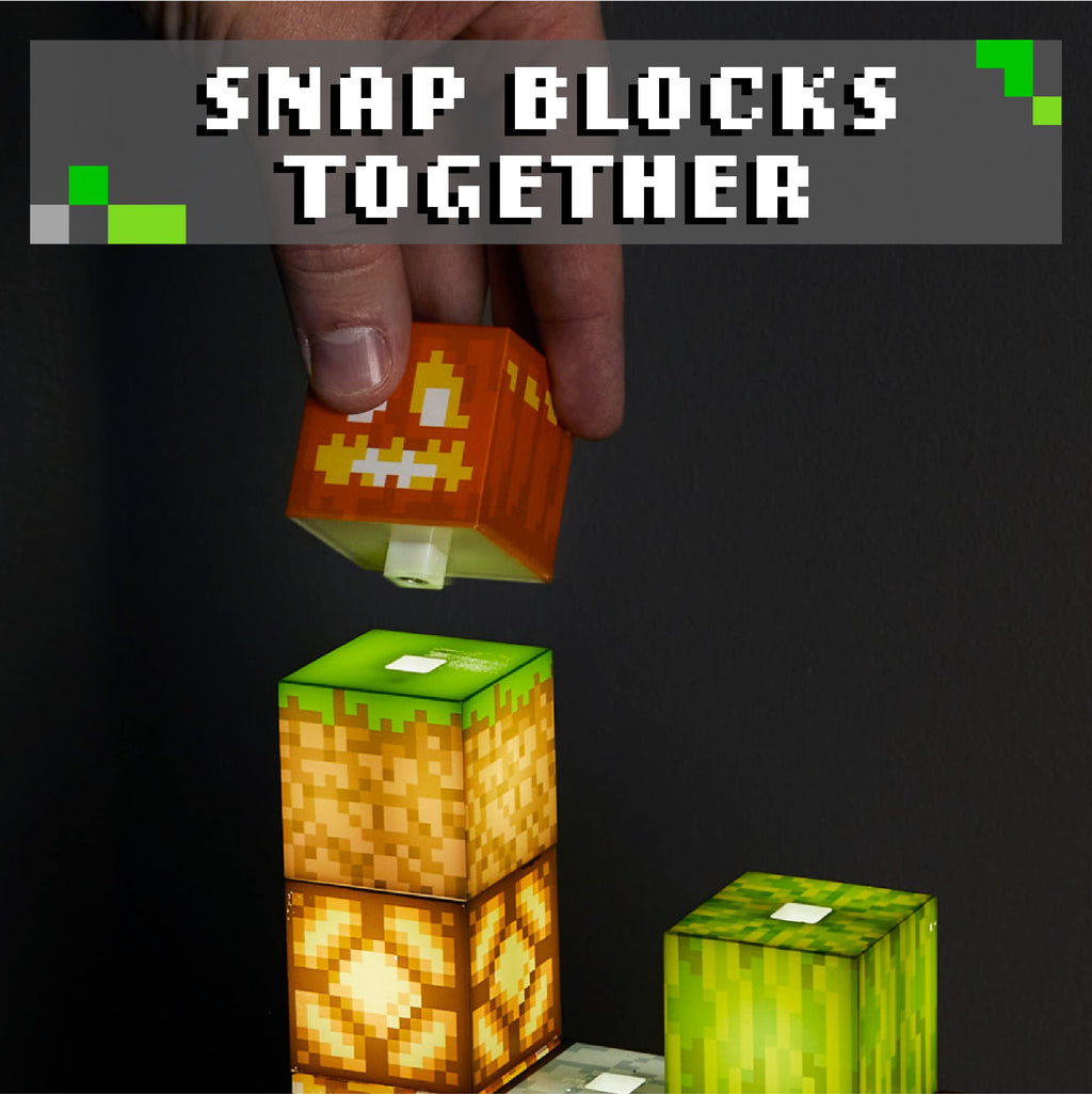 Minecraft Baustein-Lampe - Offiziell lizenziertes Merchandise, Baustein-Nachtlicht, Geschenk für Jungs, Gaming-Zimmerzubehör & Dekoration